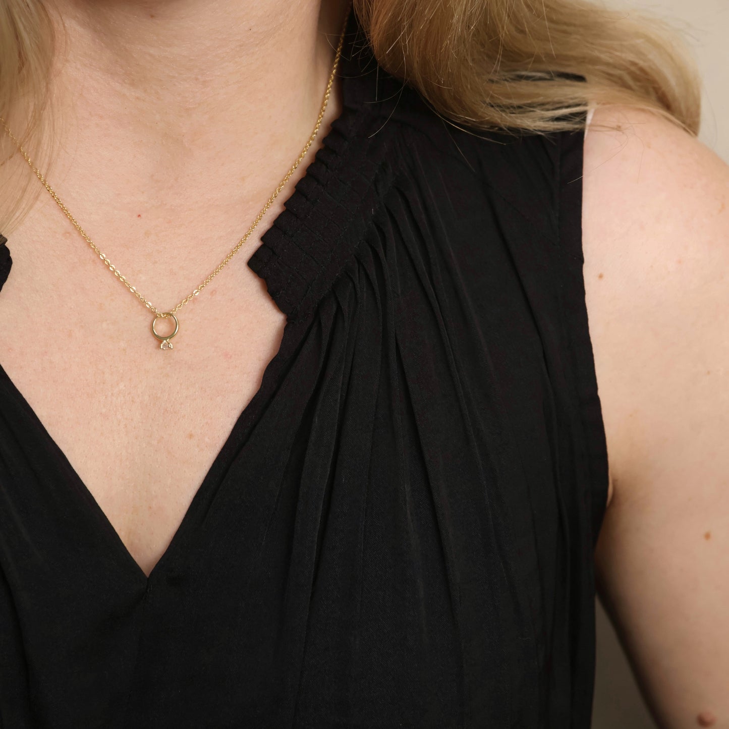 18k Gold Filled Mini Diamond Ring Pendant