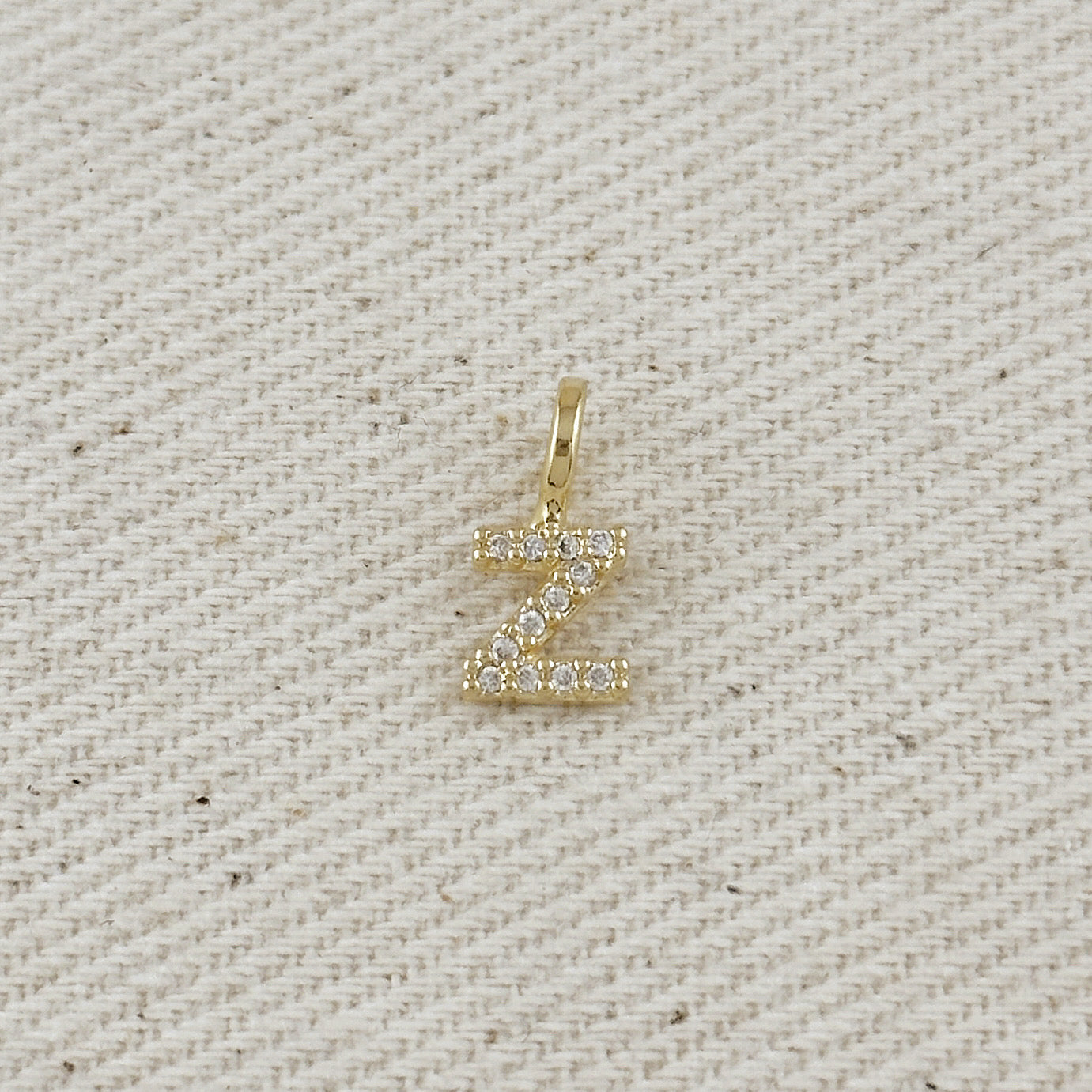 18k Gold filled Micro CZ Initial Letter Charm