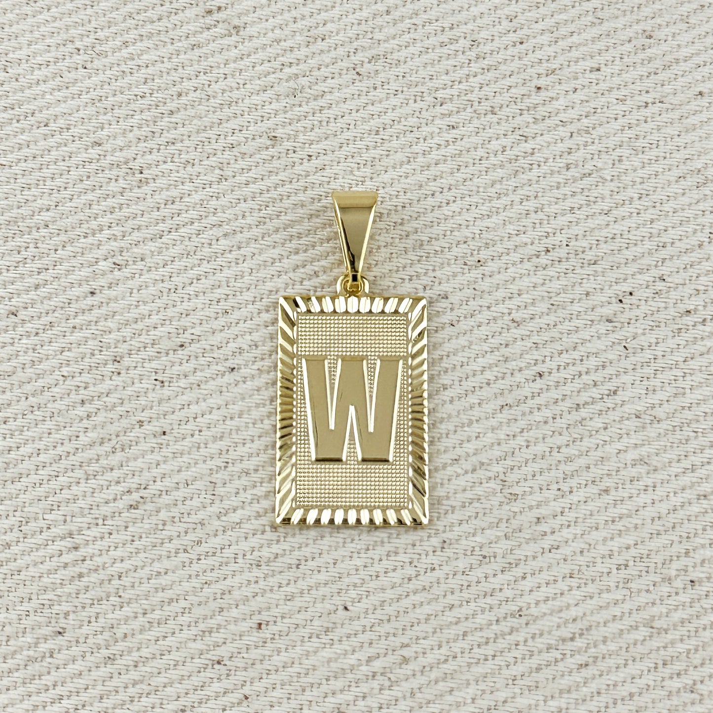 18k Gold Filled Vintage Diamond Cut Initial Plate Pendant