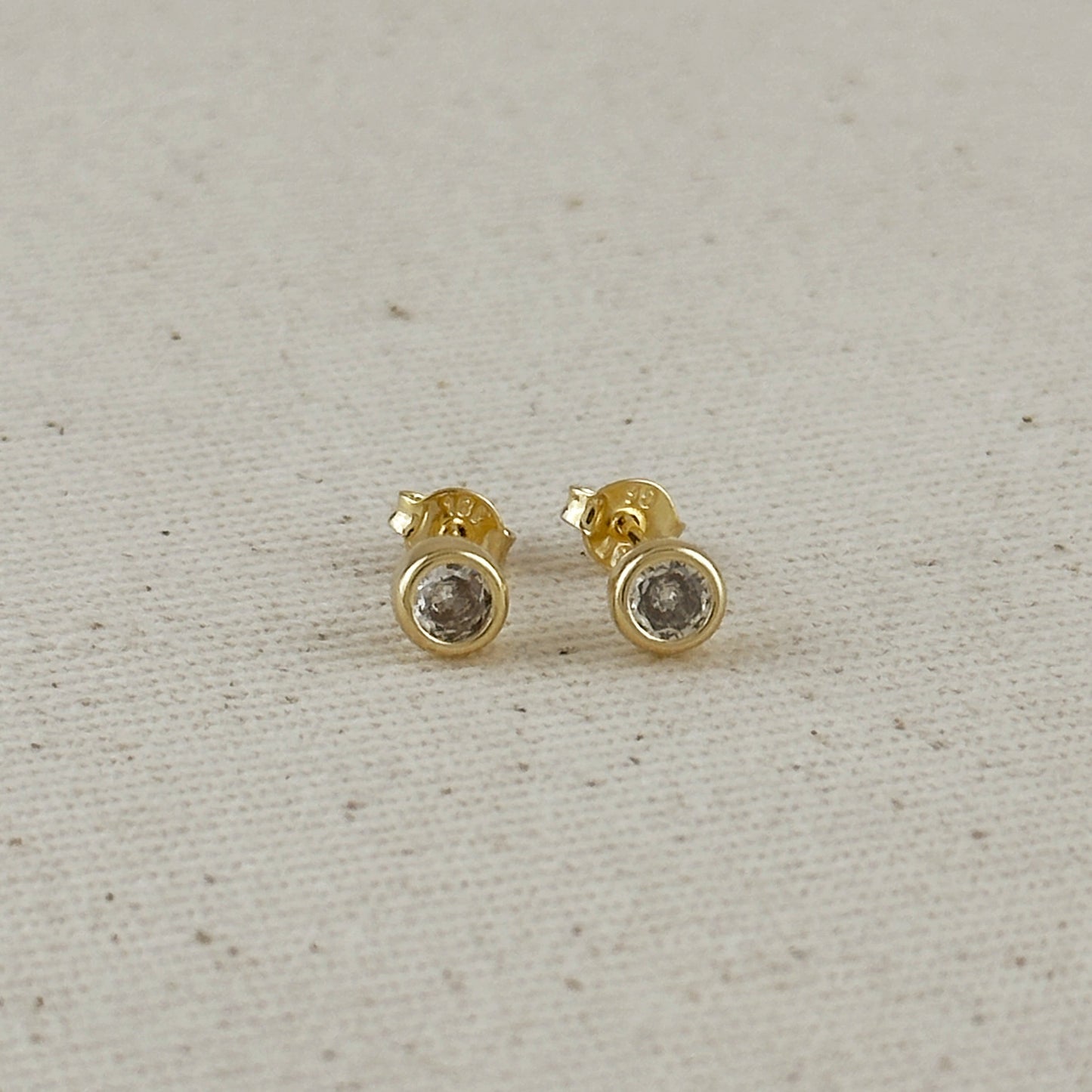 18k Gold Filled Mini CZ Round Stud Earrings
