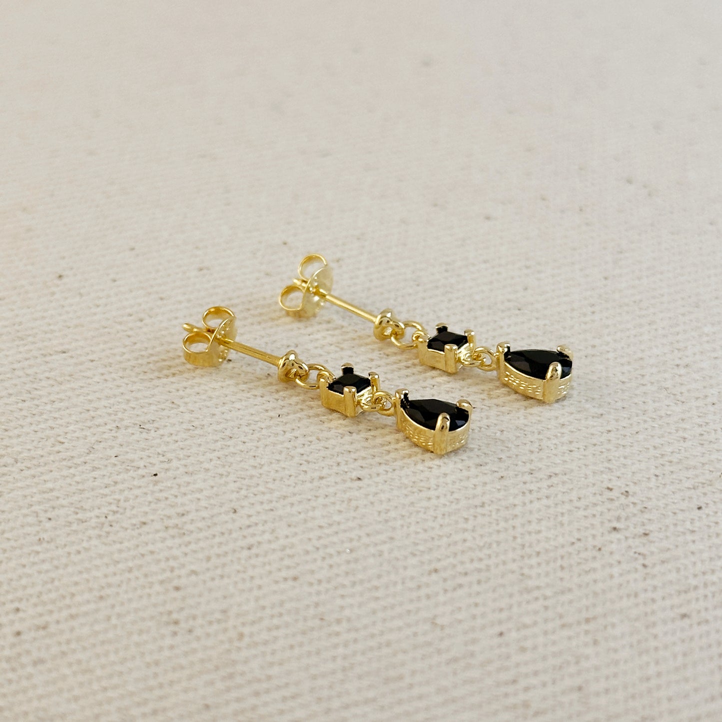 18k Gold Filled Colored CZ Mixed Shapes Drop Earrings