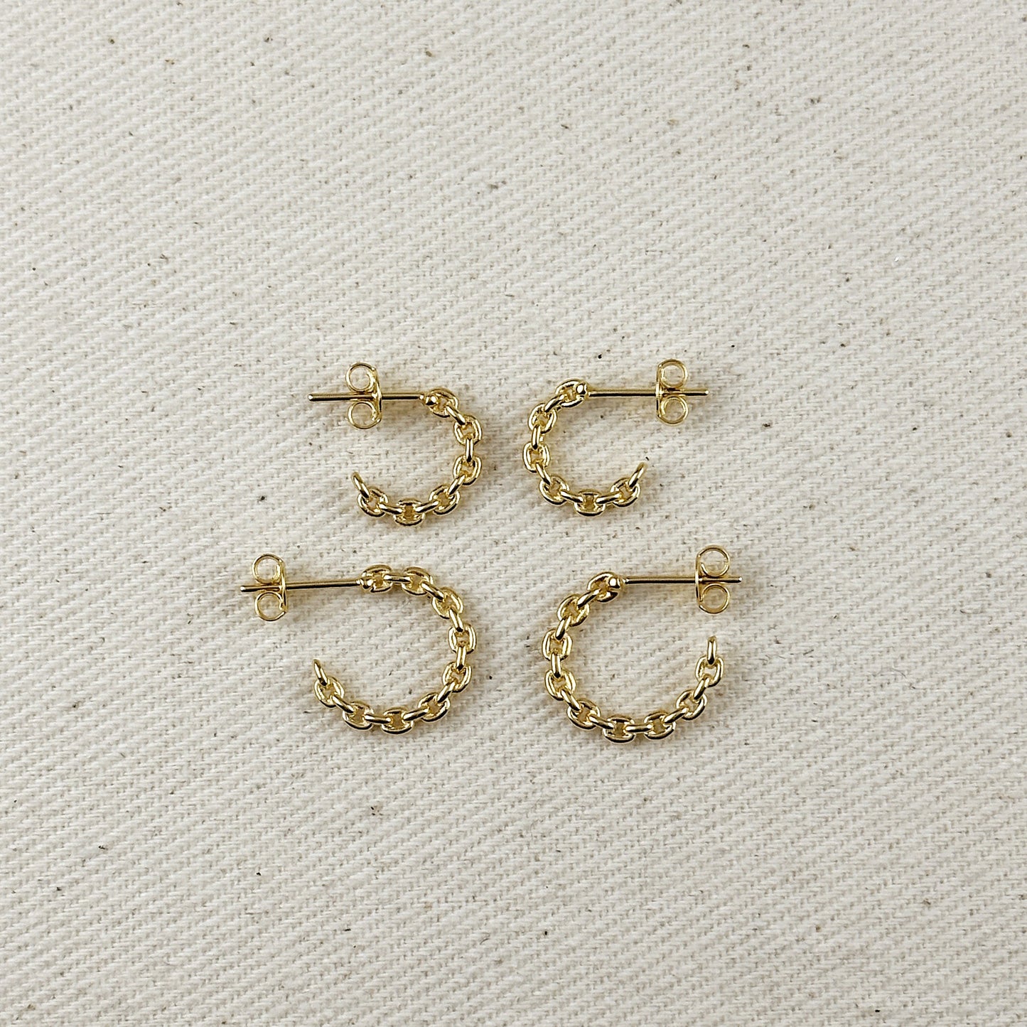 18k Gold Filled Crafted Chain C-Hoop Earrings
