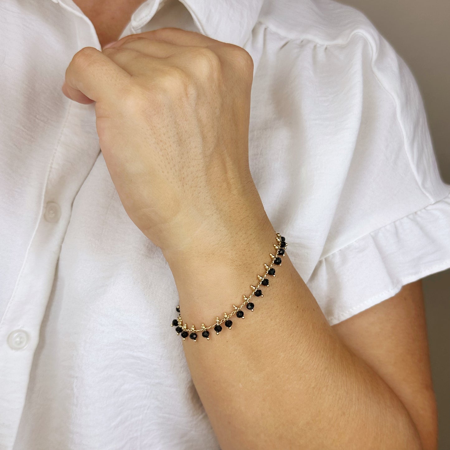 Black Beaded Bracelet for Women - Elegant Statement Jewelry