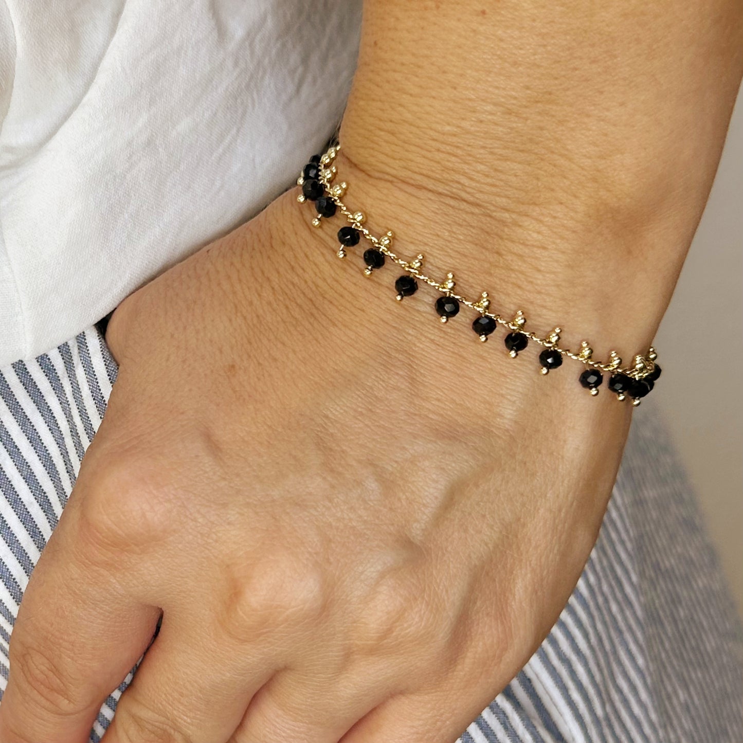 Black Beaded Bracelet for Women - Elegant Statement Jewelry