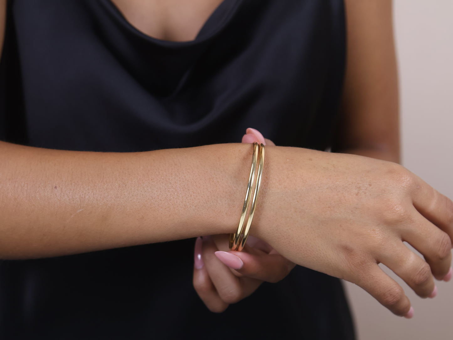Classic Bangle Bracelet - Smooth Polished 1.8mm Wide Band for Women