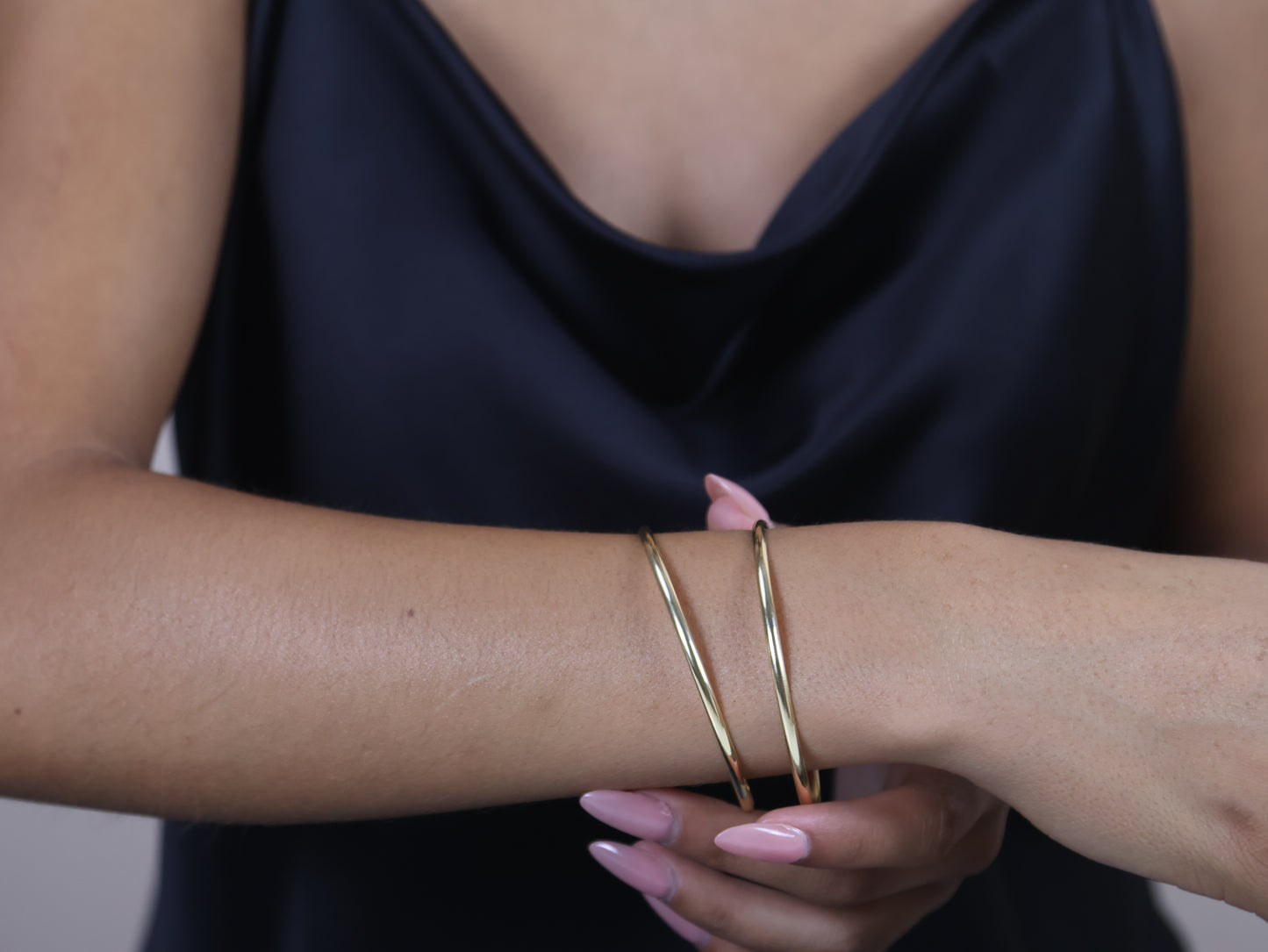 Classic Bangle Bracelet - Smooth Polished 1.8mm Wide Band for Women