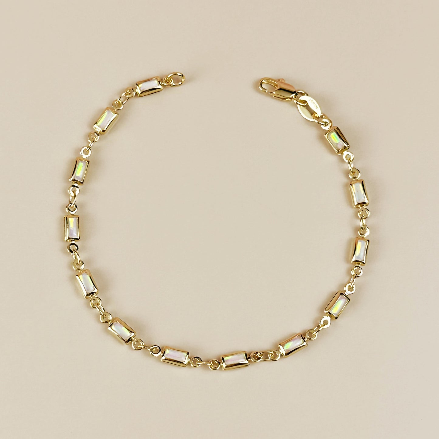 Opal Bracelet - Delicate Lab Opal Chain Bracelet for Women