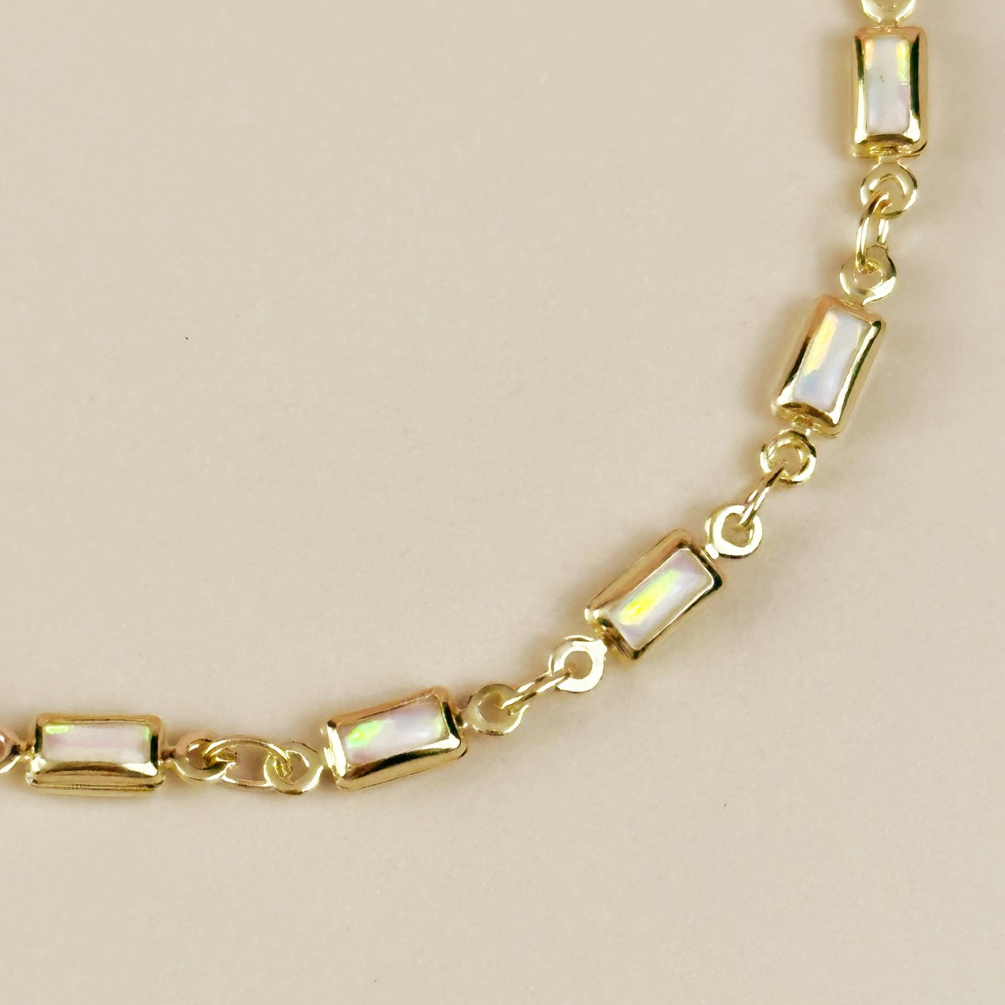 Opal Bracelet - Delicate Lab Opal Chain Bracelet for Women