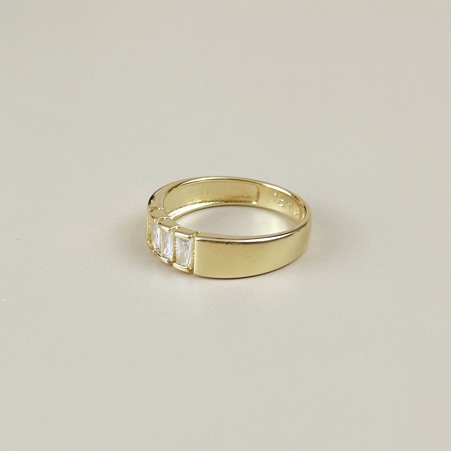 Trio Stone Ring for Women - 3 Baguette CZ Diamond Band