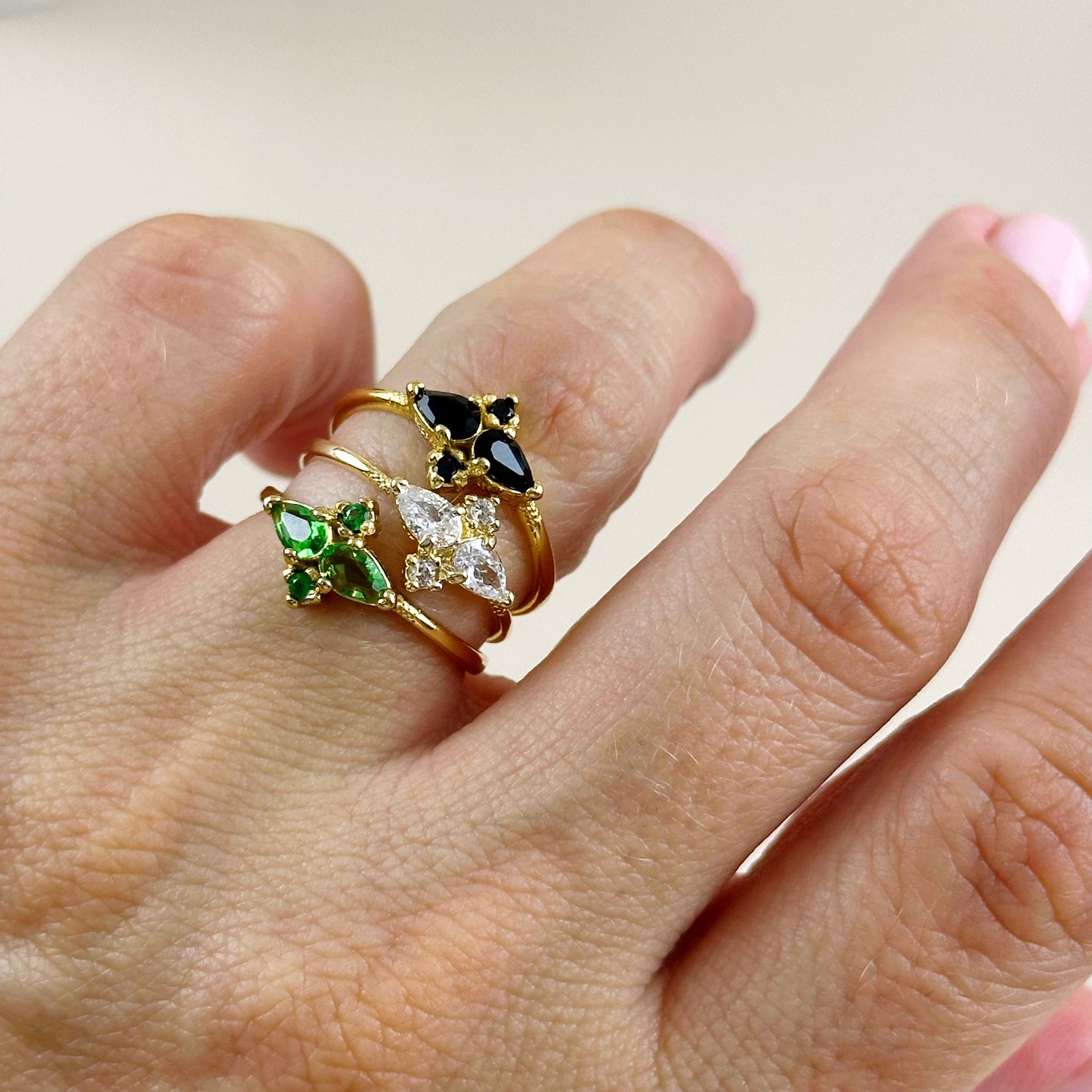 Vintage Flower Ring for Women - Delicate CZ Floral Statement Ring