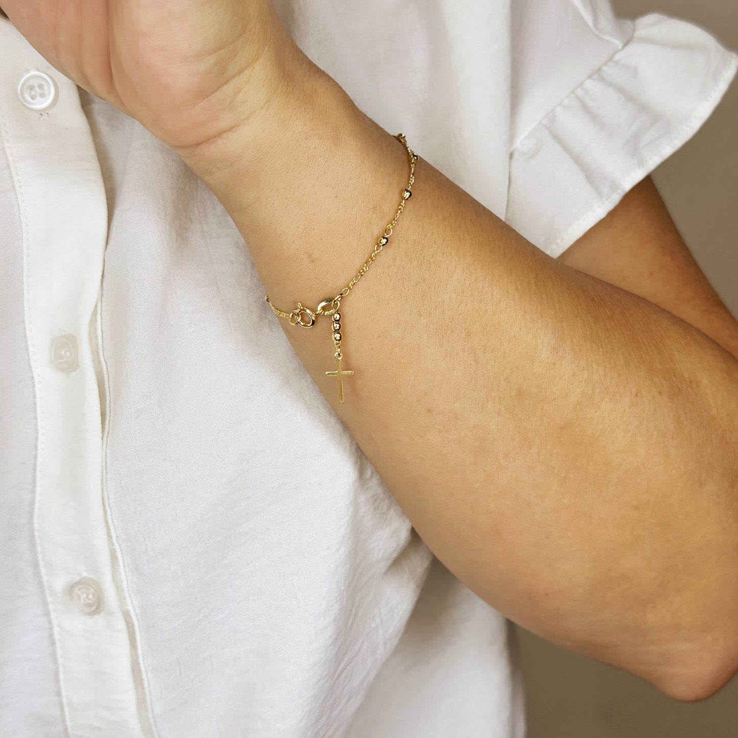 Cross Bracelet for Women - Beaded Religious Jewelry with Faith Charm