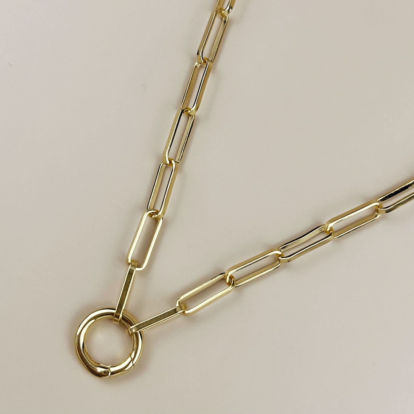 Paperclip Chain Necklace with Carabiner Clasp - Charm Ready Chain