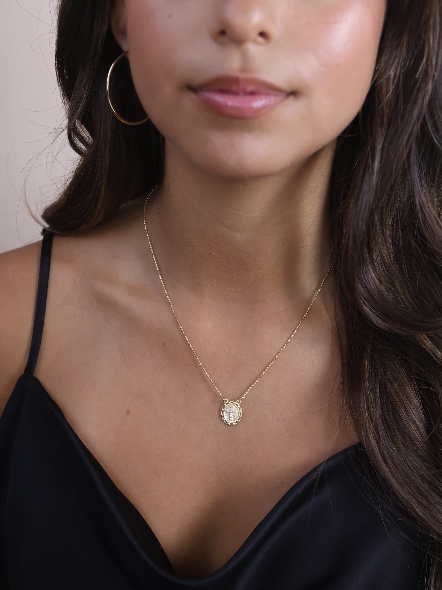 Scapular Cross Necklace with CZ Diamonds - Adjustable Religious Jewelry for Women | Handmade Brazilian Chain