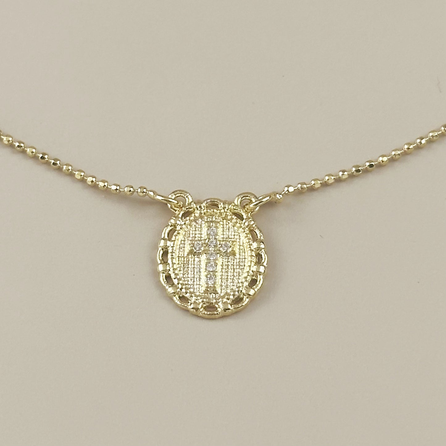 Scapular Cross Necklace with CZ Diamonds - Adjustable Religious Jewelry for Women | Handmade Brazilian Chain