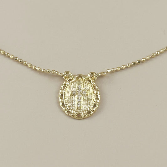 Scapular Cross Necklace with CZ Diamonds - Adjustable Religious Jewelry for Women | Handmade Brazilian Chain