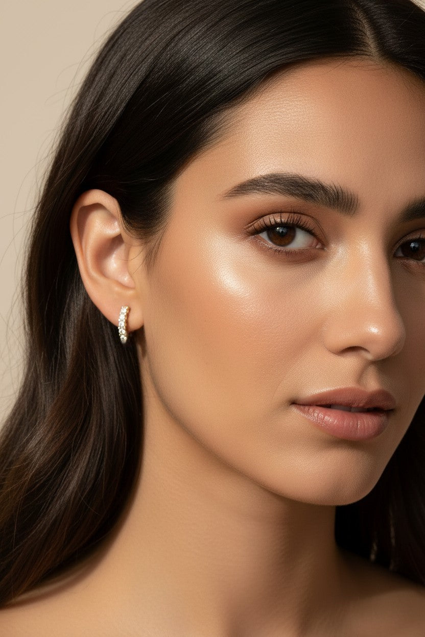 Crystal Bar Stud Earrings for Women - Minimalist Hypoallergenic Jewelry