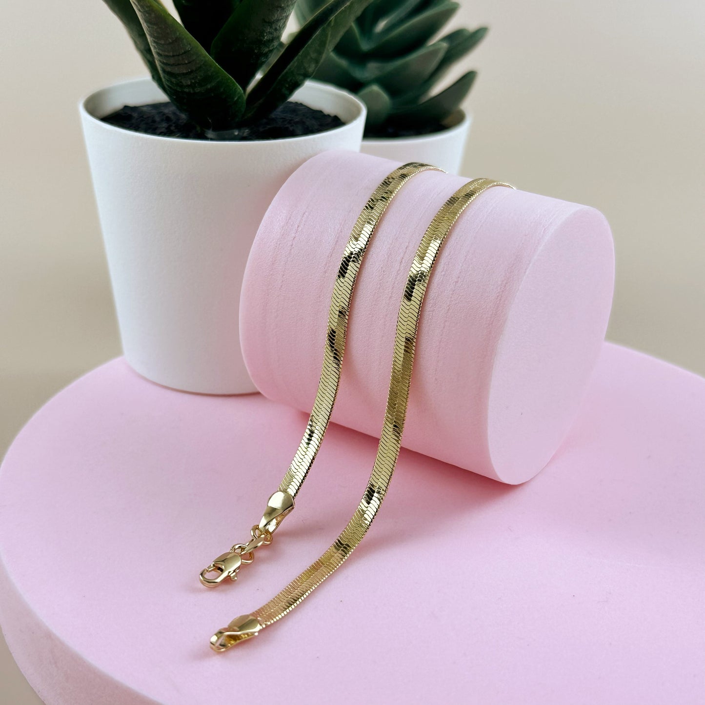 Herringbone Bracelet for Women - 4mm Thick Chain Jewelry