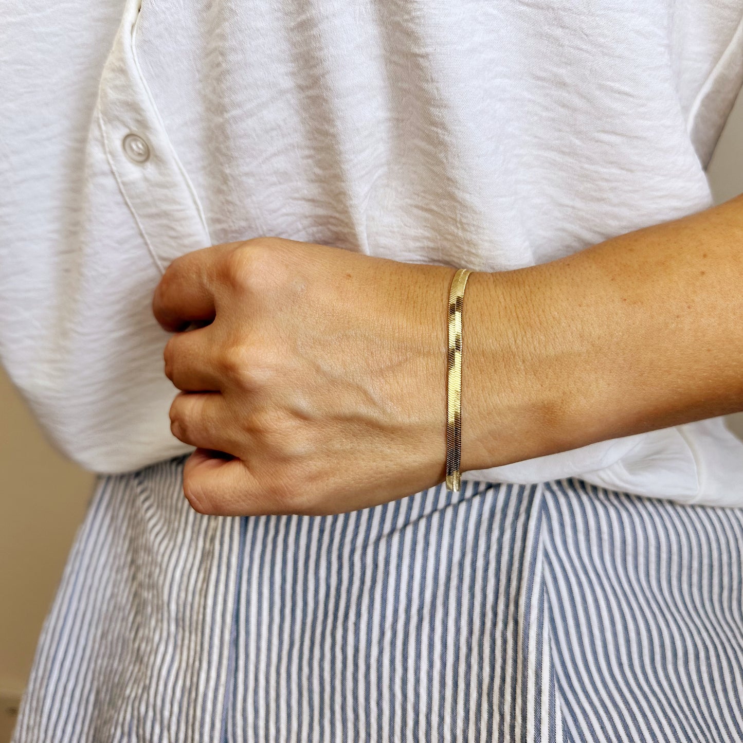 Herringbone Bracelet for Women - 4mm Thick Chain Jewelry