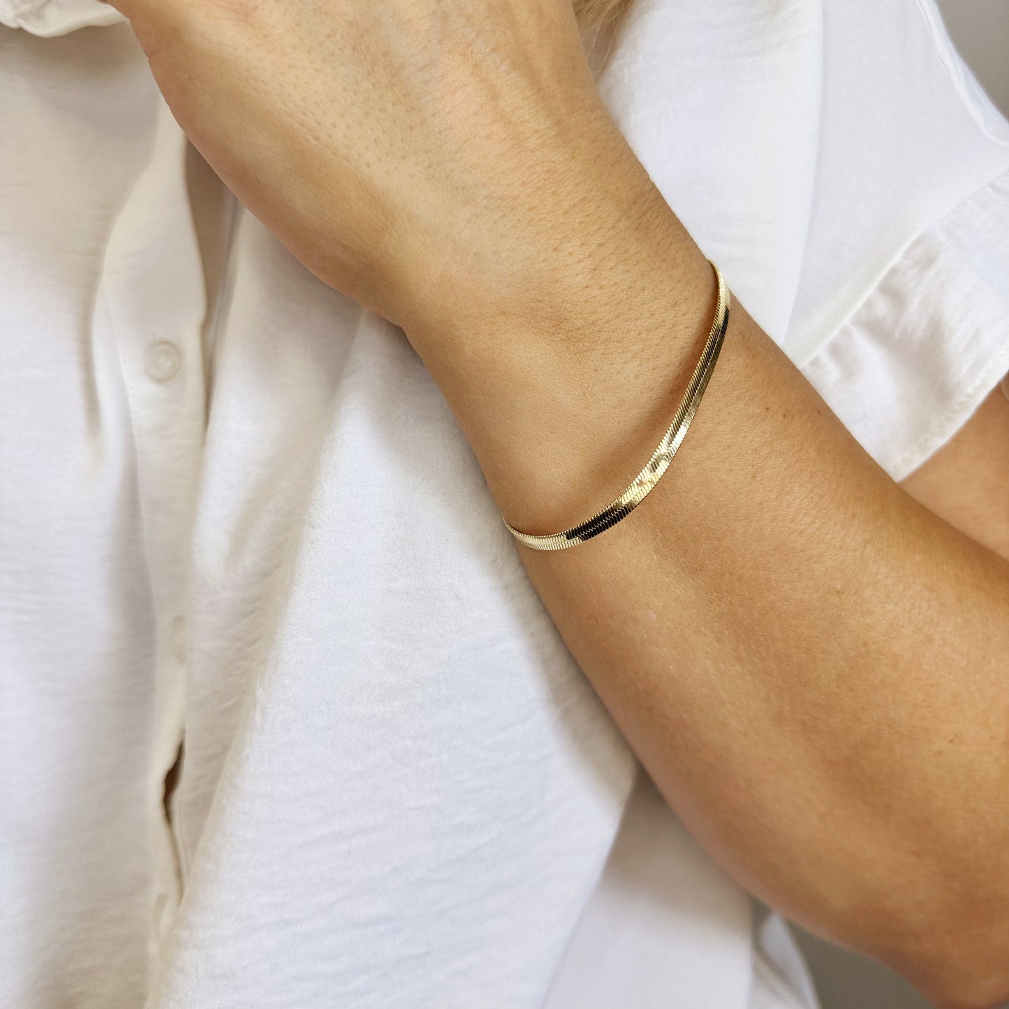 Herringbone Bracelet for Women - 4mm Thick Chain Jewelry