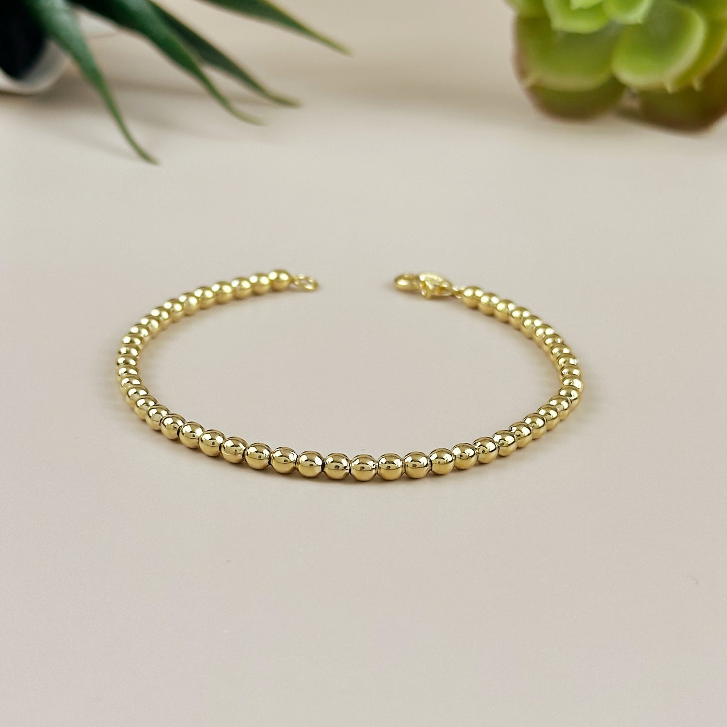 Beaded Bracelet - 3.5mm Gold Ball Bracelet for Women