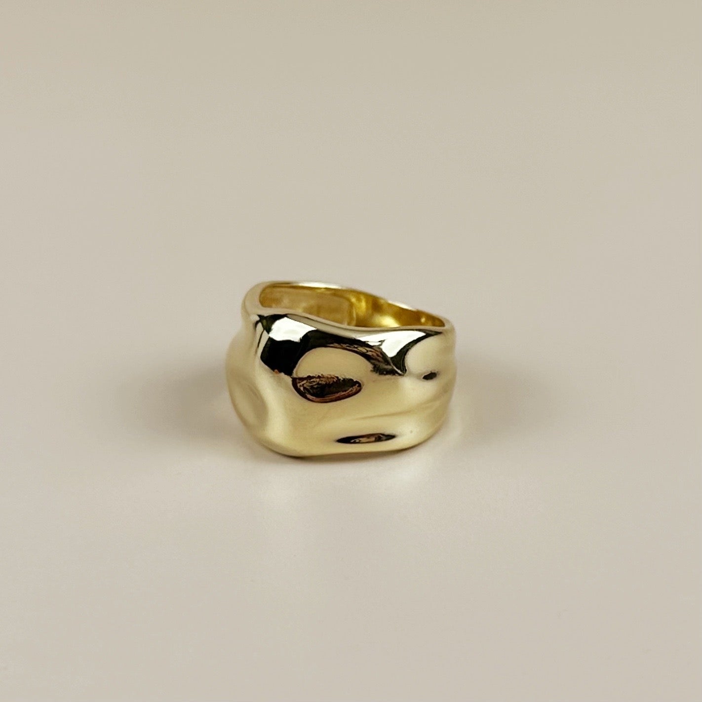 Wide Band Ring for Women - Chunky Statement Crumpled Design