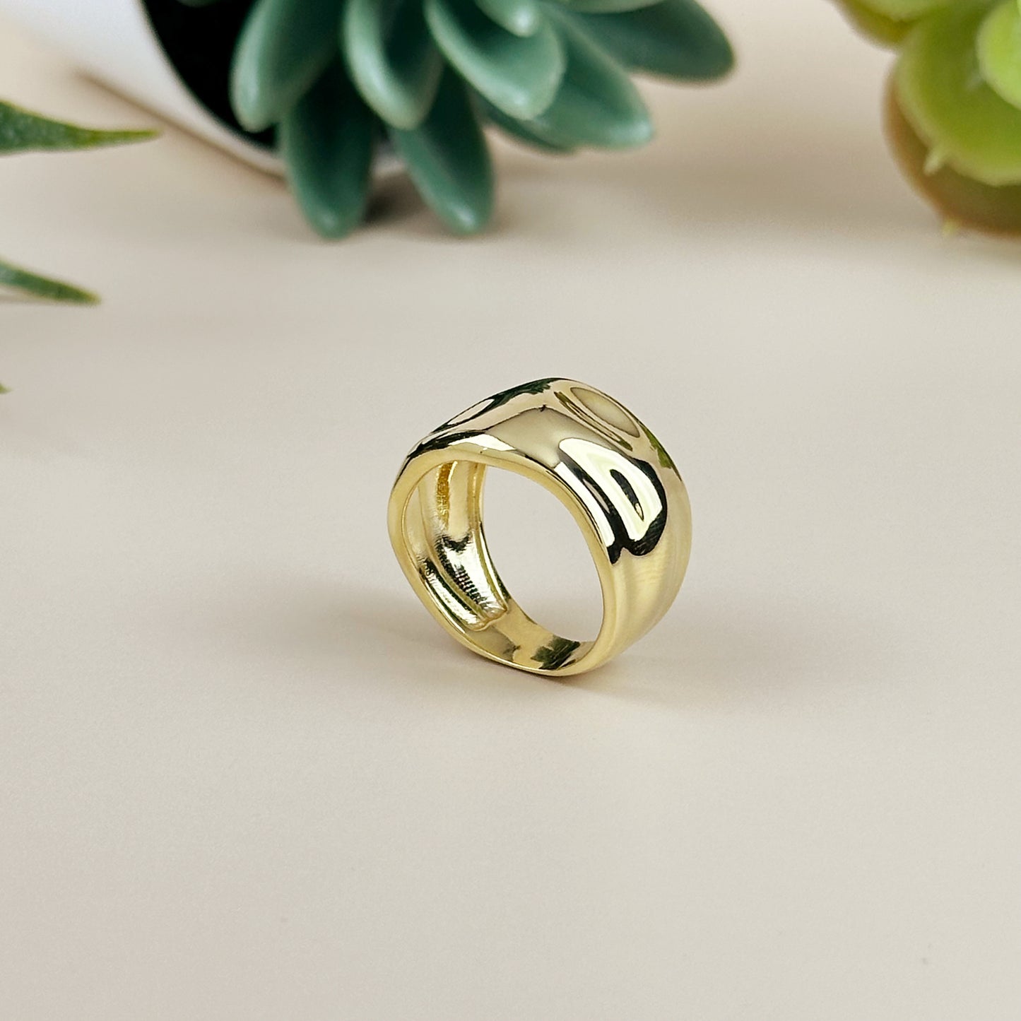 Wide Band Ring for Women - Chunky Statement Crumpled Design