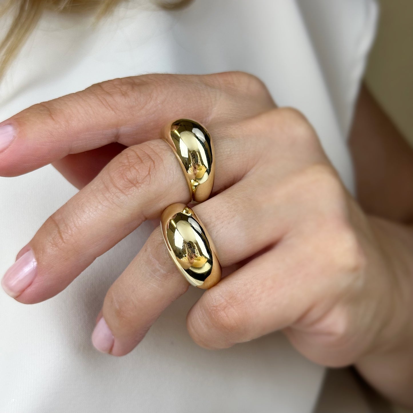 18K Gold Filled Dome Ring - Polished Statement Ring for Women