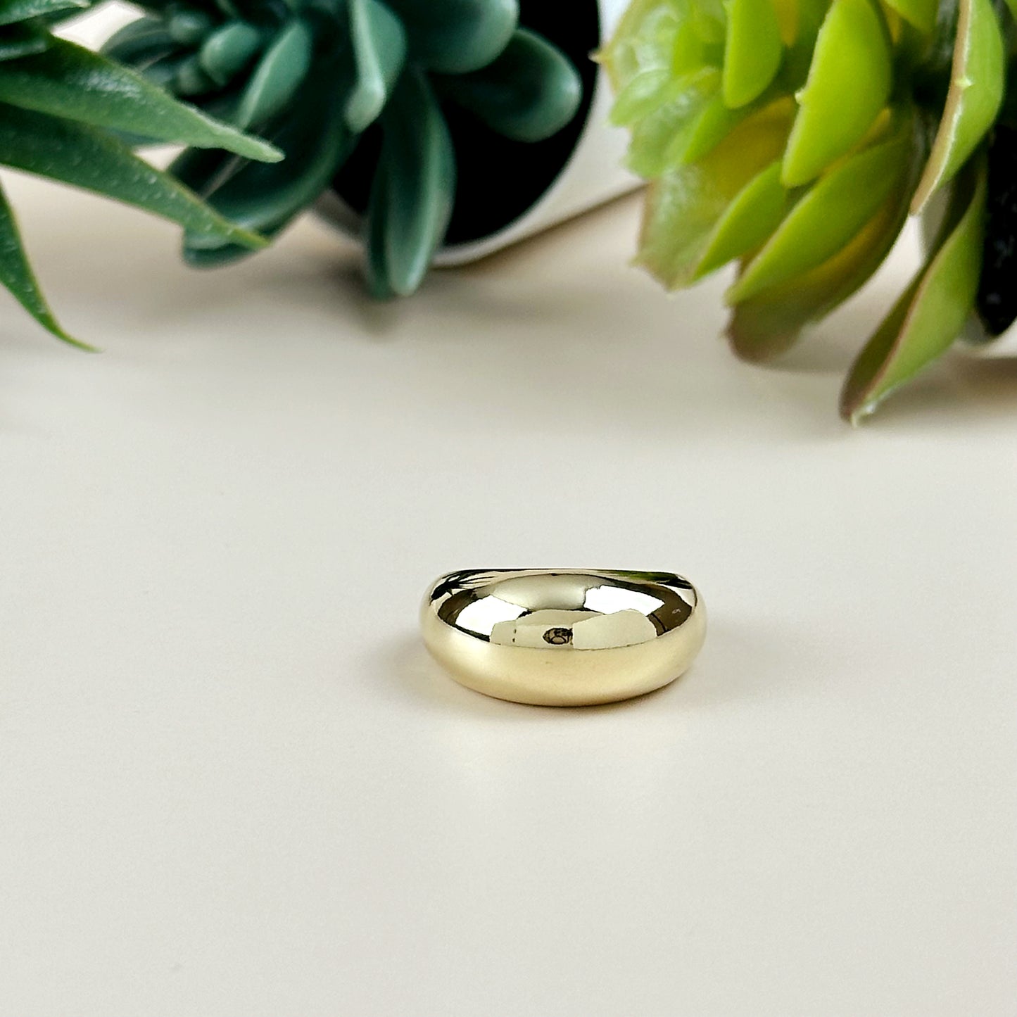 18K Gold Filled Dome Ring - Polished Statement Ring for Women