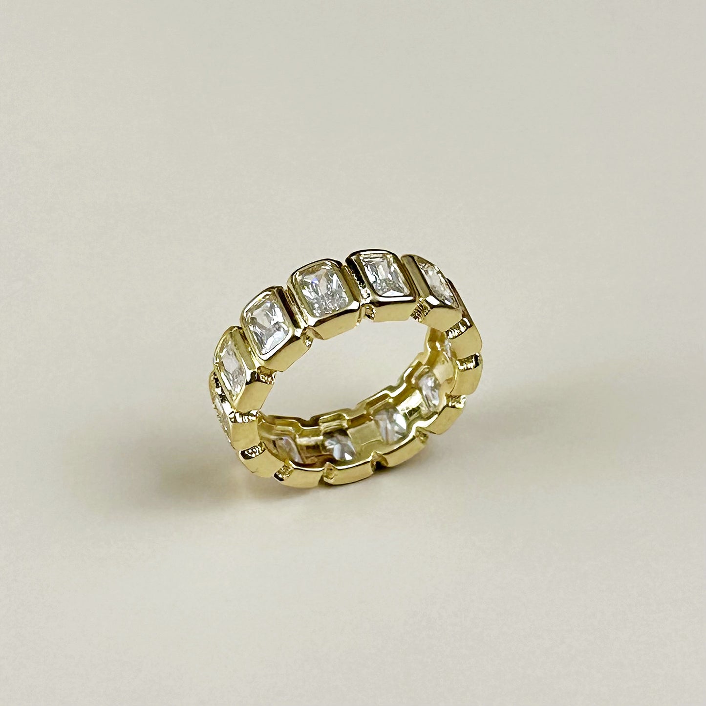 18K Gold Filled Chunky CZ Eternity Band Ring - Statement Ring for Women