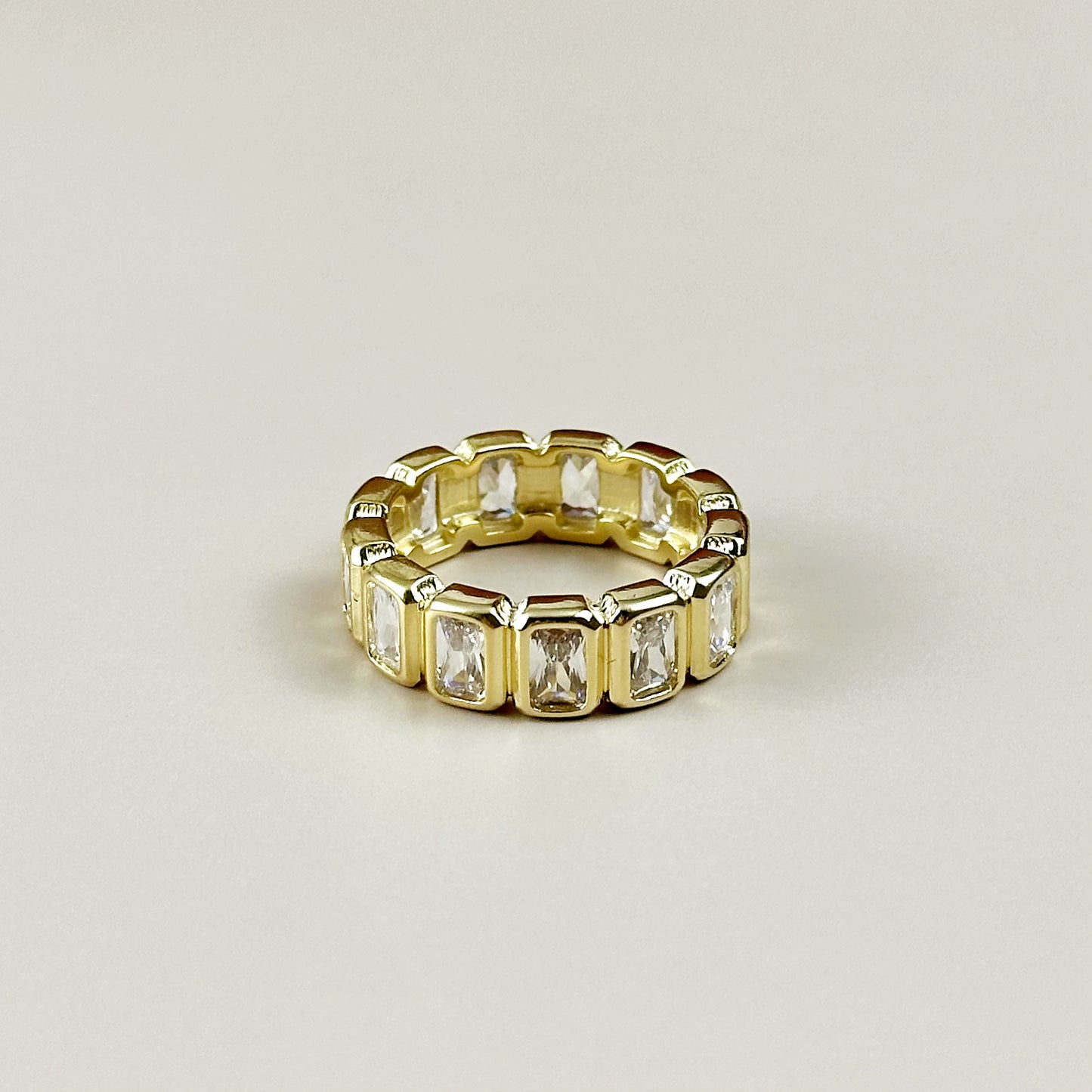 18K Gold Filled Chunky CZ Eternity Band Ring - Statement Ring for Women