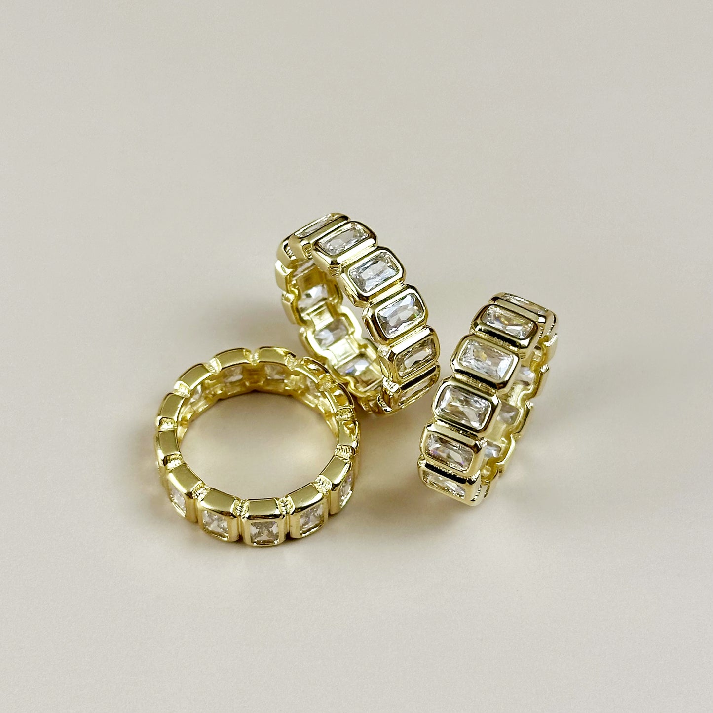 18K Gold Filled Chunky CZ Eternity Band Ring - Statement Ring for Women