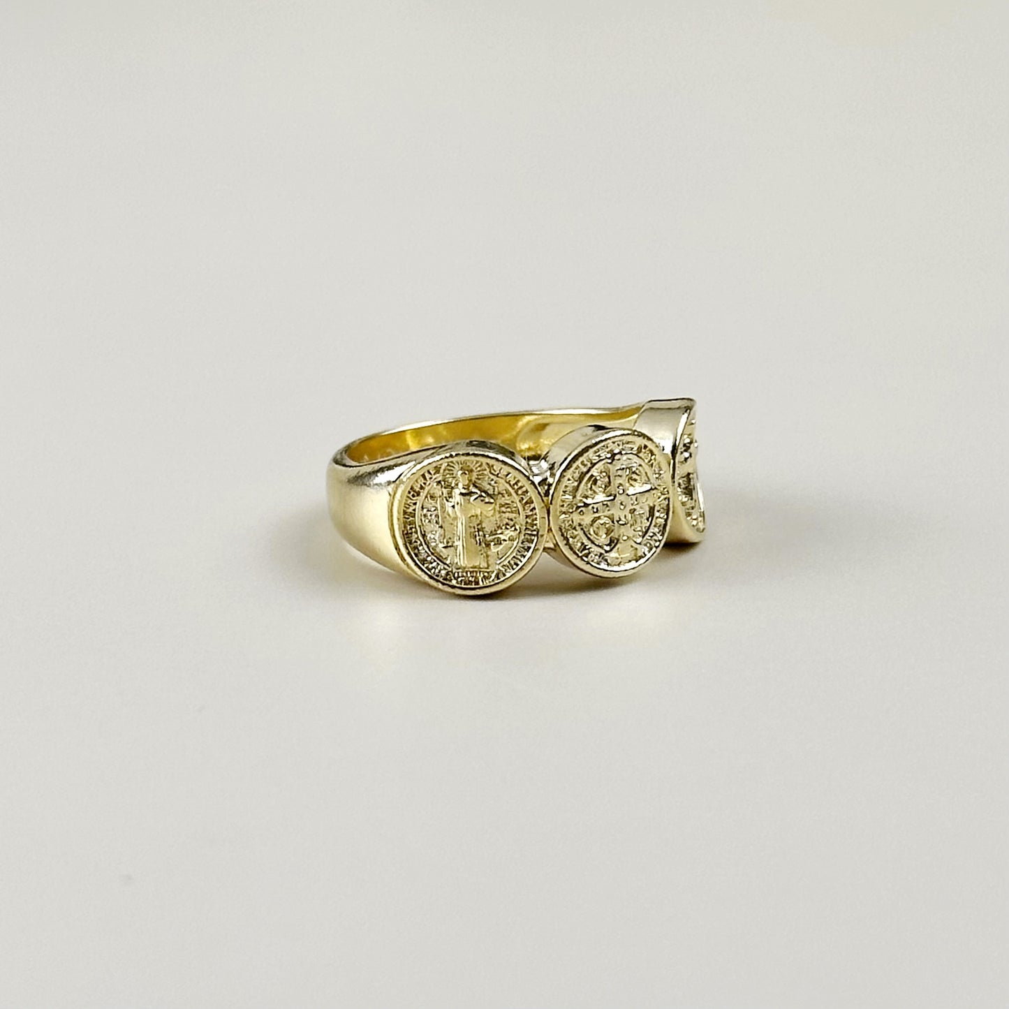 Saint Benedict Ring - Triple Band Religious Ring for Men & Women