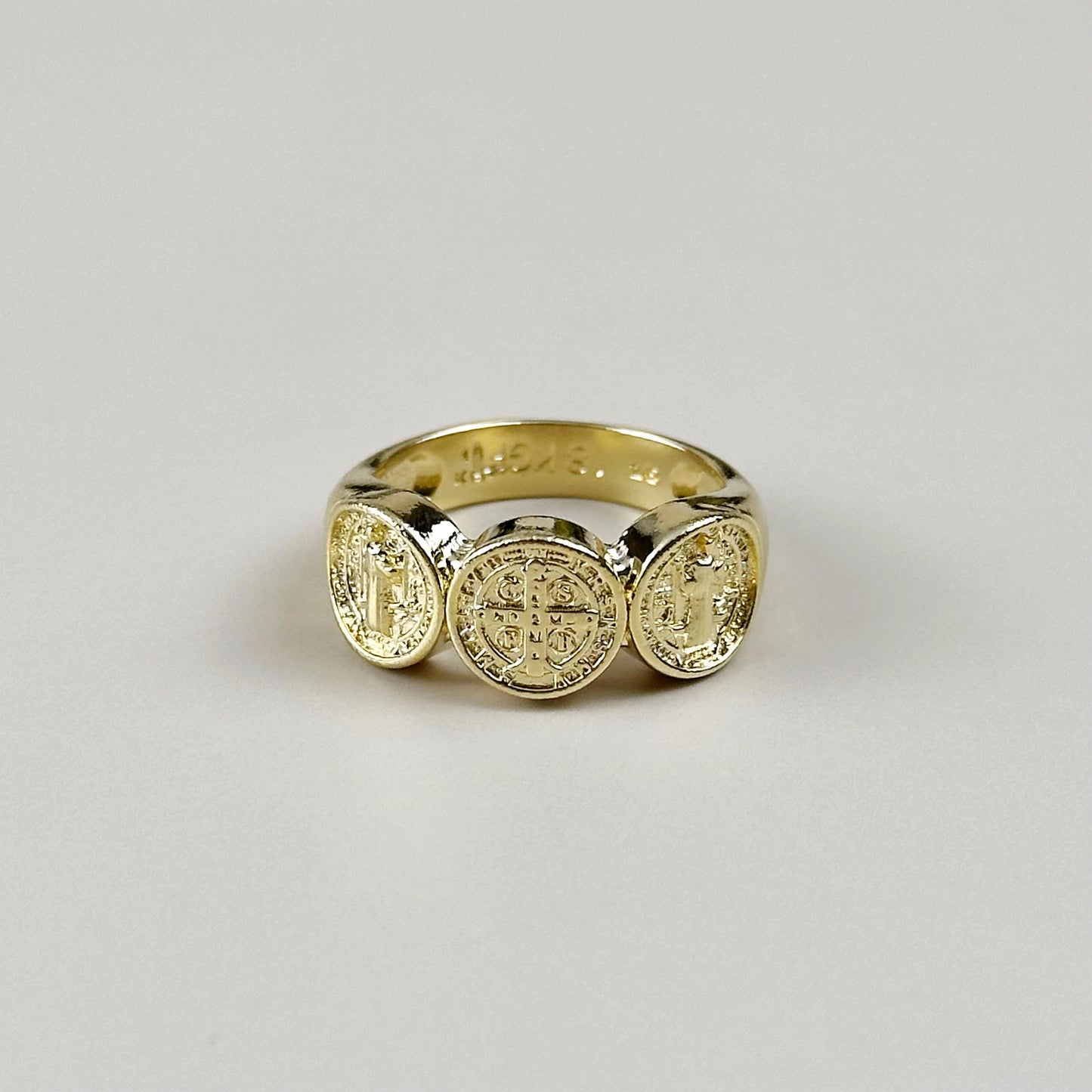 Saint Benedict Ring - Triple Band Religious Ring for Men & Women