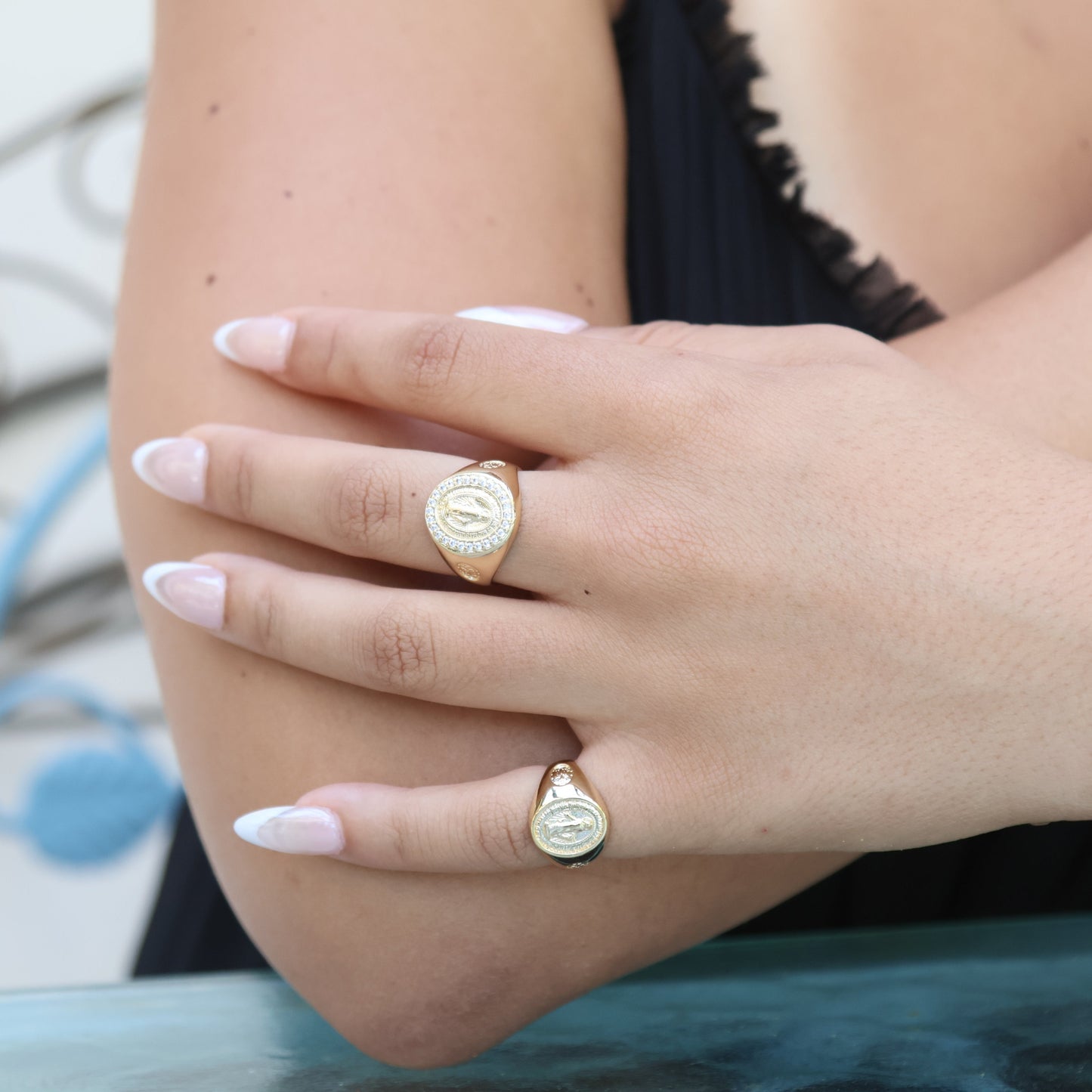 18k Gold Filled Lady Of Grace Signet Ring