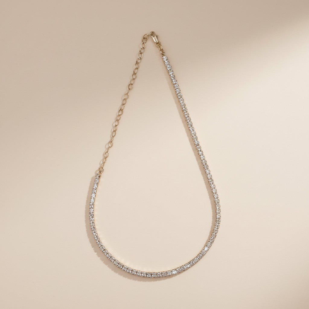 Dainty Tennis Necklace | 3mm CZ Tennis Chain | Minimalist Diamond Look Necklace | Layering Necklace