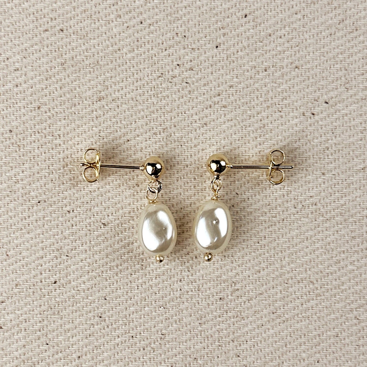 Baroque Pearl Drop Earrings - Ball Stud with Pearl Drops