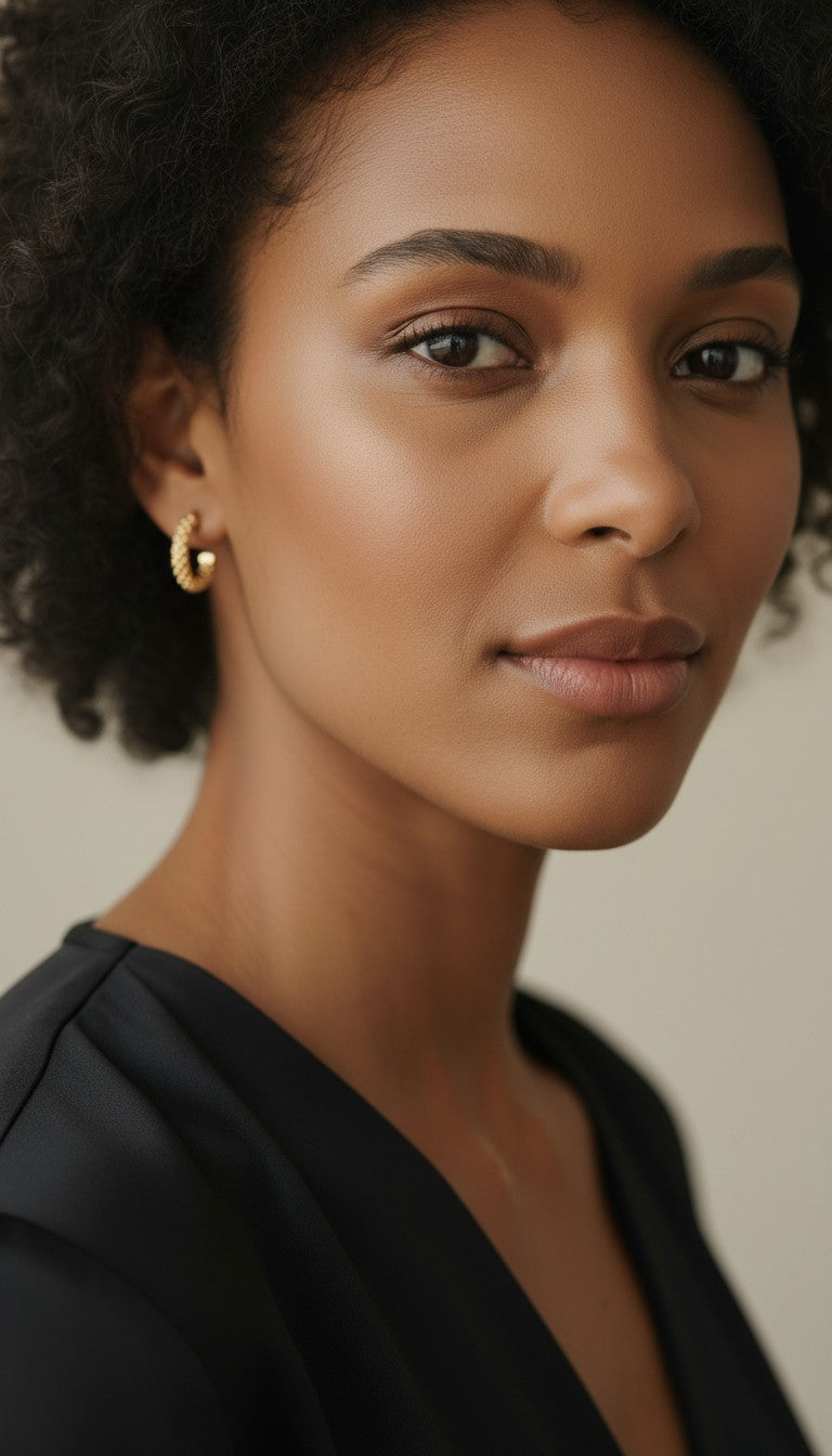 18k Gold Filled Cluster Beads Semi Hoop Earrings