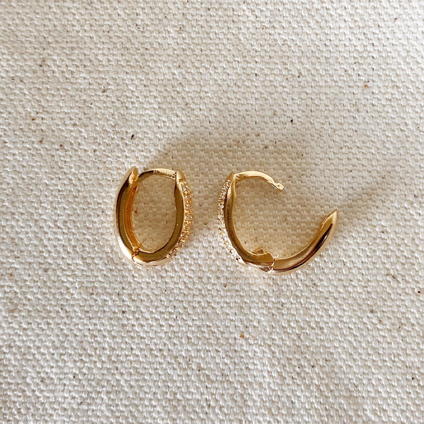 GoldFi 18k Gold Filled Oval Clicker Hoop Earrings