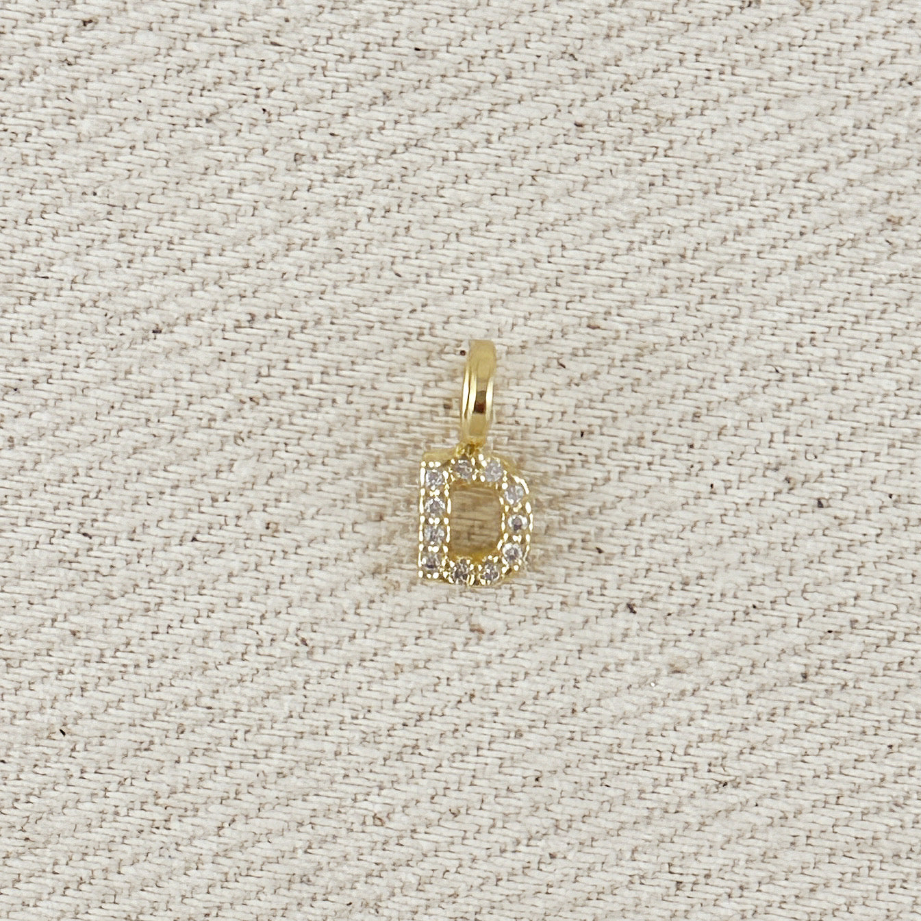 18k Gold filled Micro CZ Initial Letter Charm