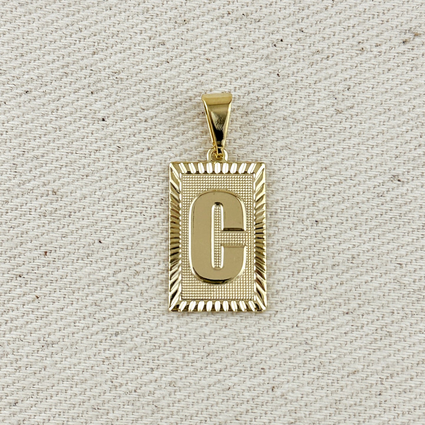 18k Gold Filled Vintage Diamond Cut Initial Plate Pendant