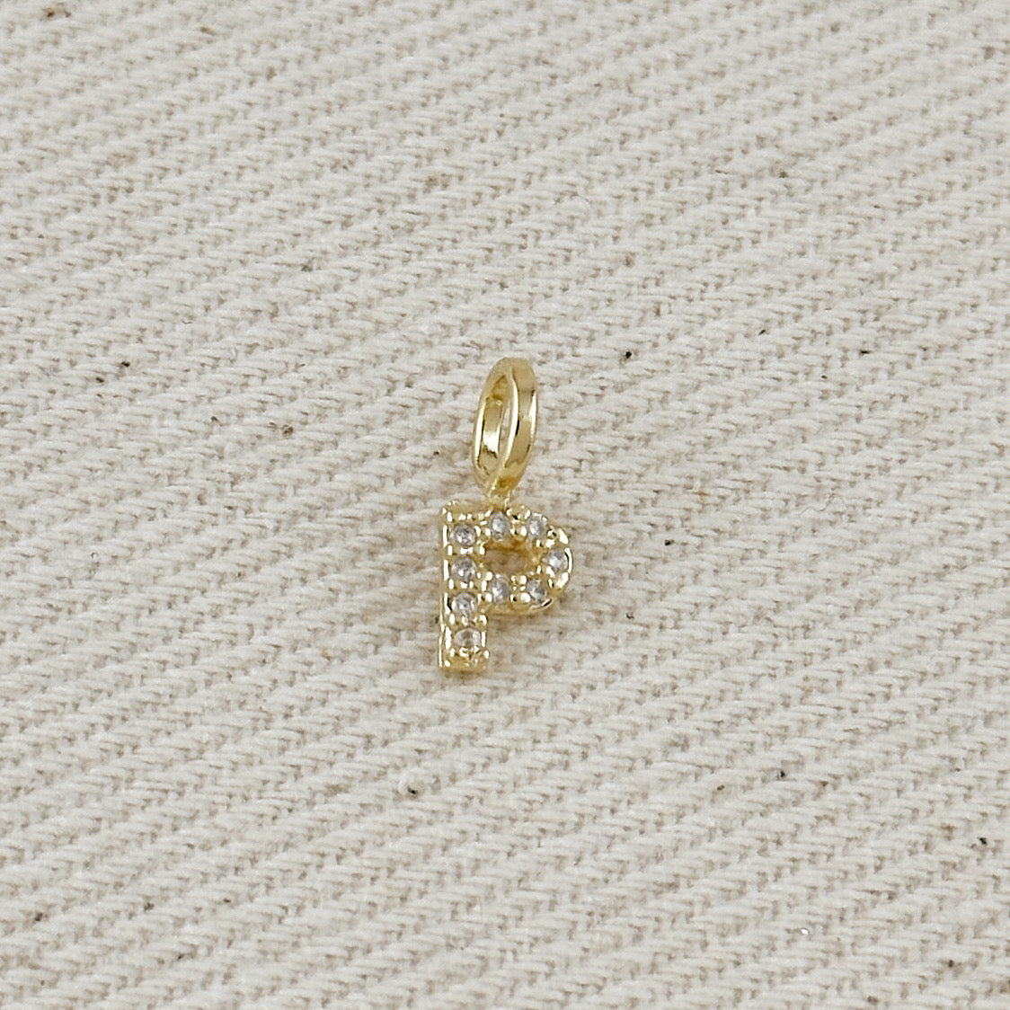 18k Gold filled Micro CZ Initial Letter Charm