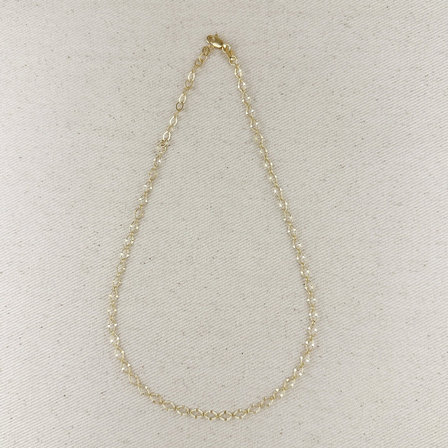 18k Gold Filled Diamond Cut Detailed Chain Necklace