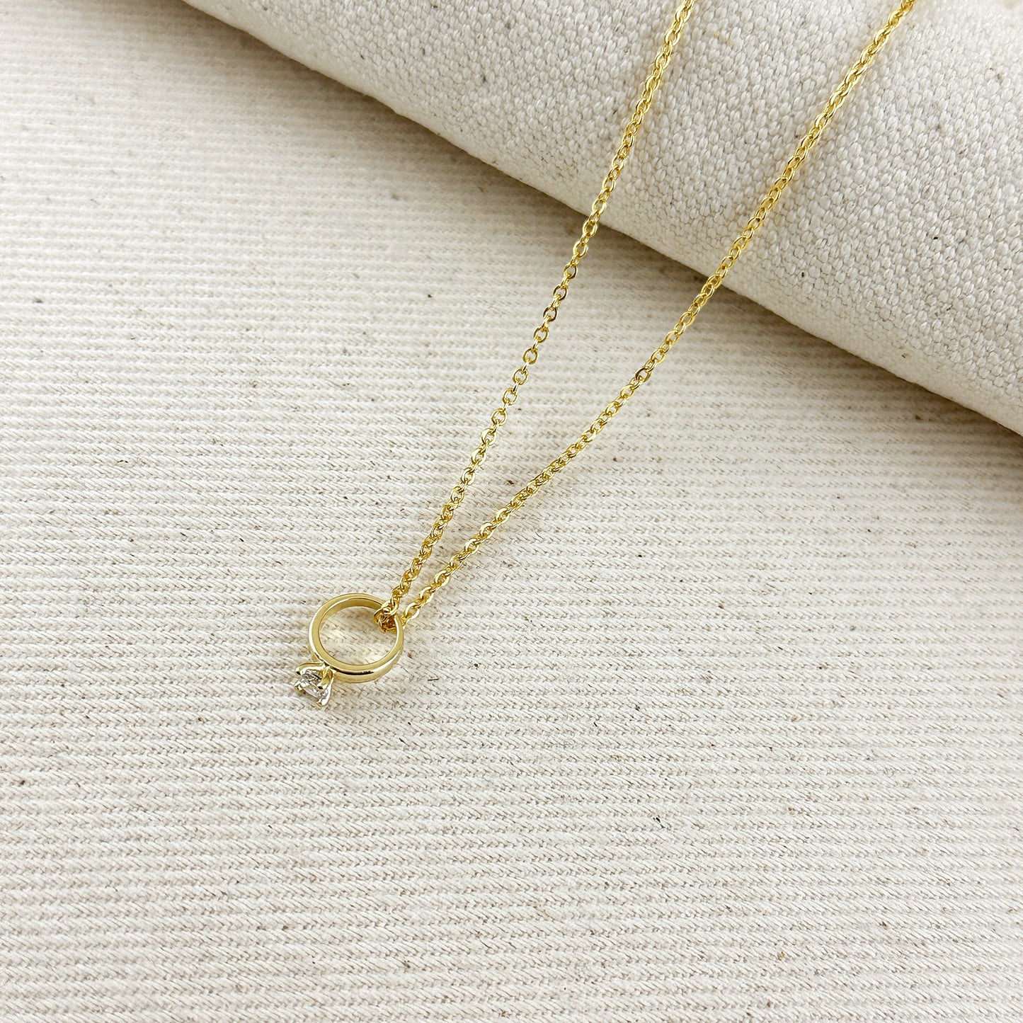 18k Gold Filled Mini Diamond Ring Pendant