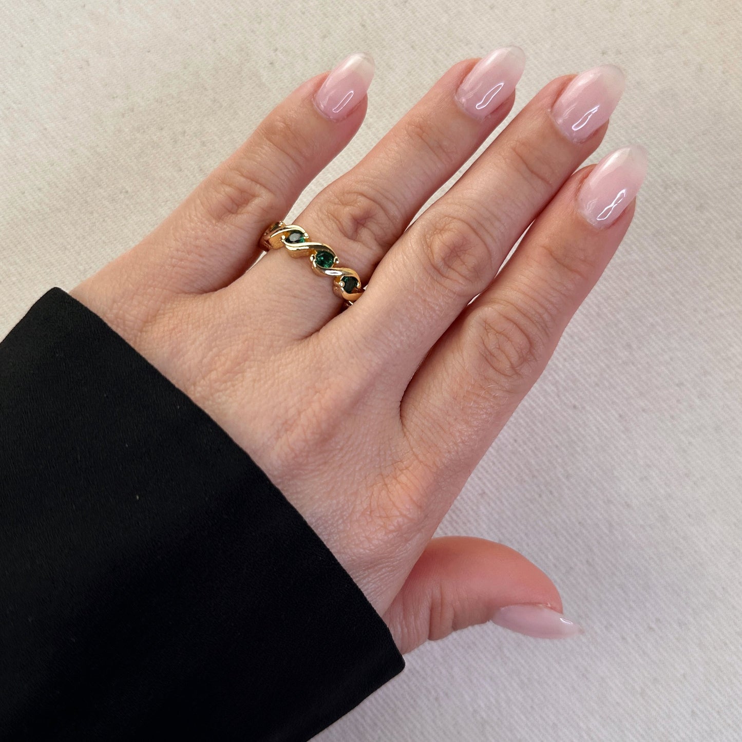 Colored CZ Wave Eternity Band Ring - Modern Statement Ring for Women