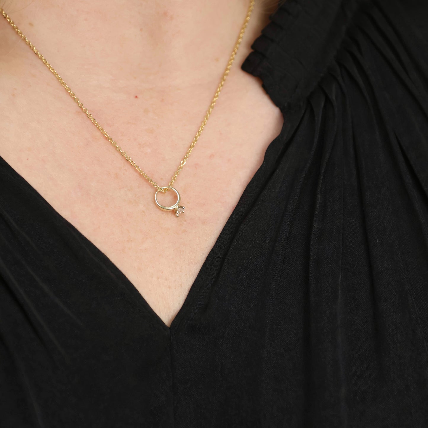18k Gold Filled Mini Diamond Ring Pendant
