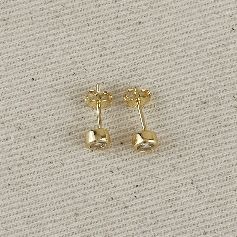 18k Gold Filled Mini CZ Round Stud Earrings