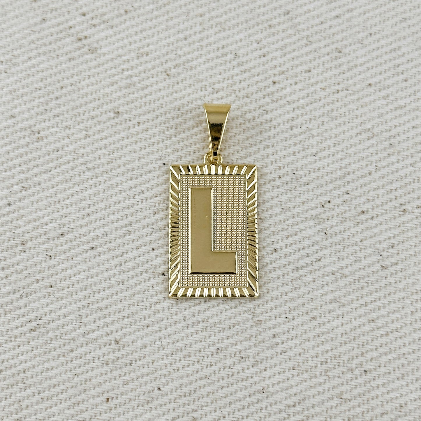 18k Gold Filled Vintage Diamond Cut Initial Plate Pendant