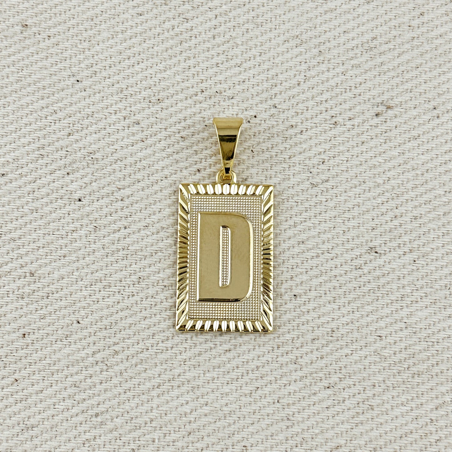 18k Gold Filled Vintage Diamond Cut Initial Plate Pendant