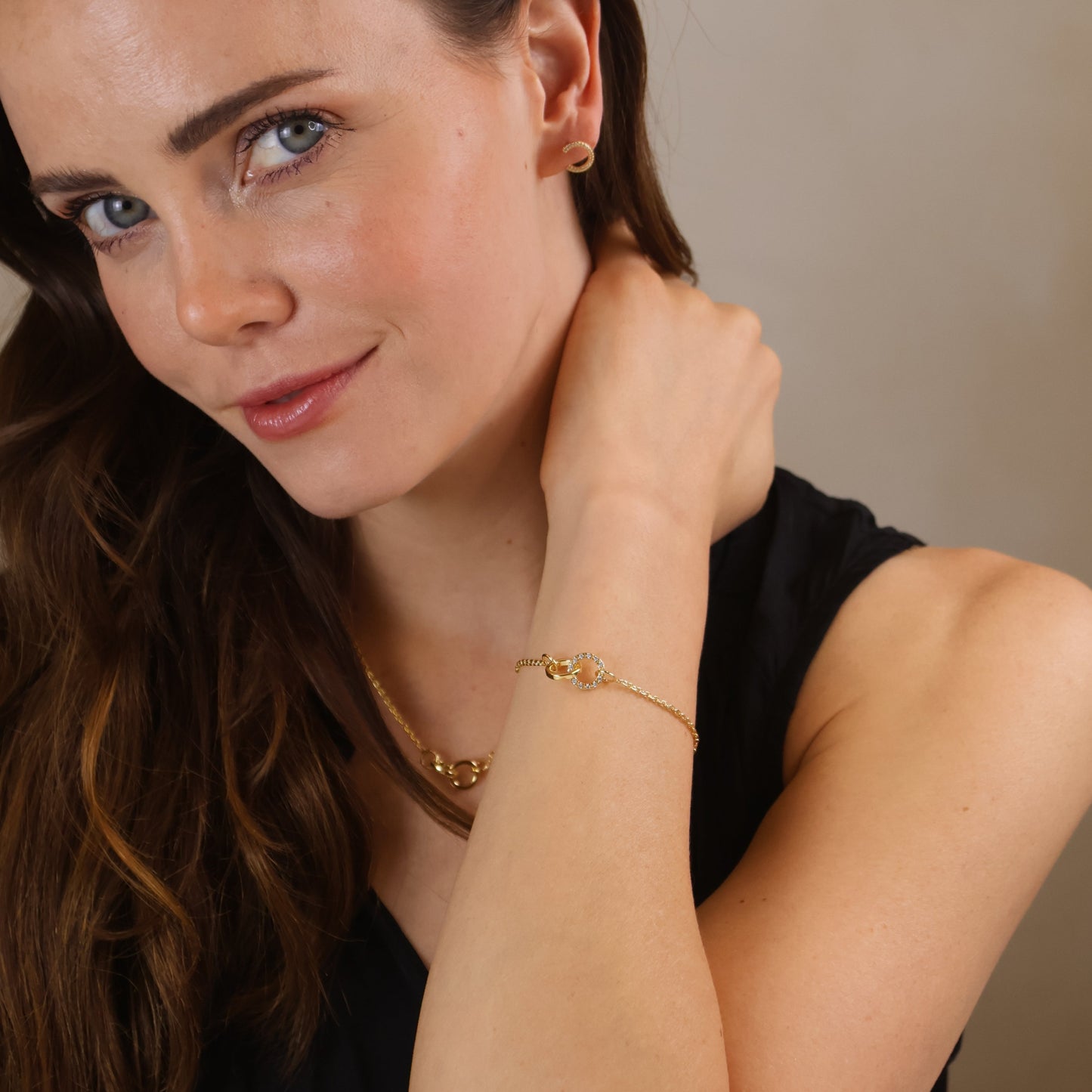 18k Gold Filled Linked CZ Bracelet