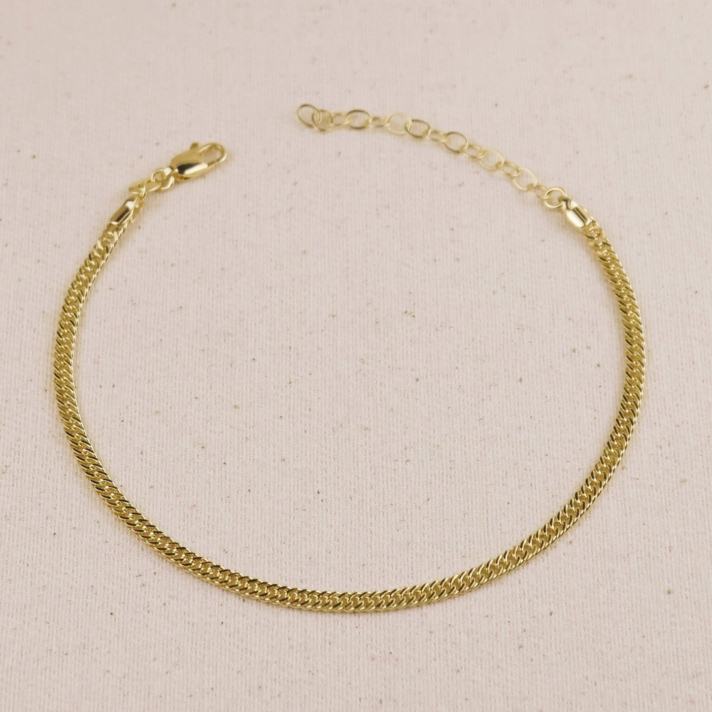 Double Curb Chain Anklet for Women | 4mm Chunky Gold Anklet | Adjustable Beach Jewelry